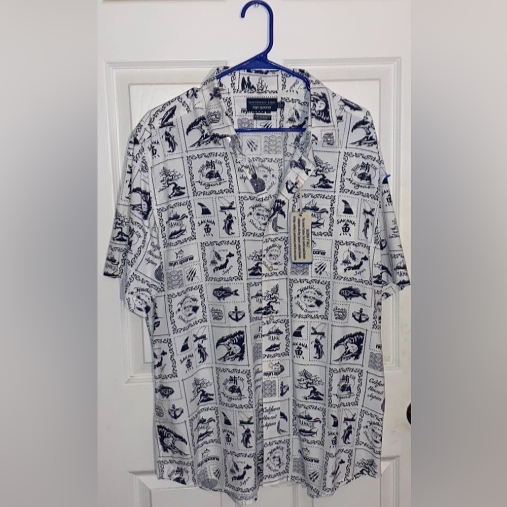 NEW LARGE Southern Tide X Reyn Spooner Hawaiian Button Down